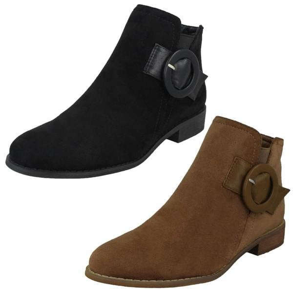 Spot On Ladies Spot On Flat Ankle Boots F51136