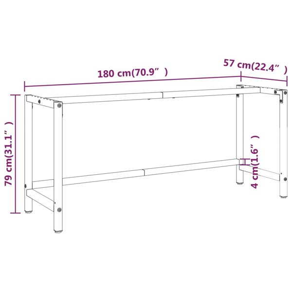 Berkfield Work Bench Frame Matte Black and Matte Red 180x57x79 cm Metal