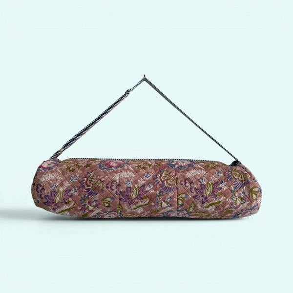 Hayley & Co Yoga Mat Bag | Brown, Blue and Lilac Floral Print