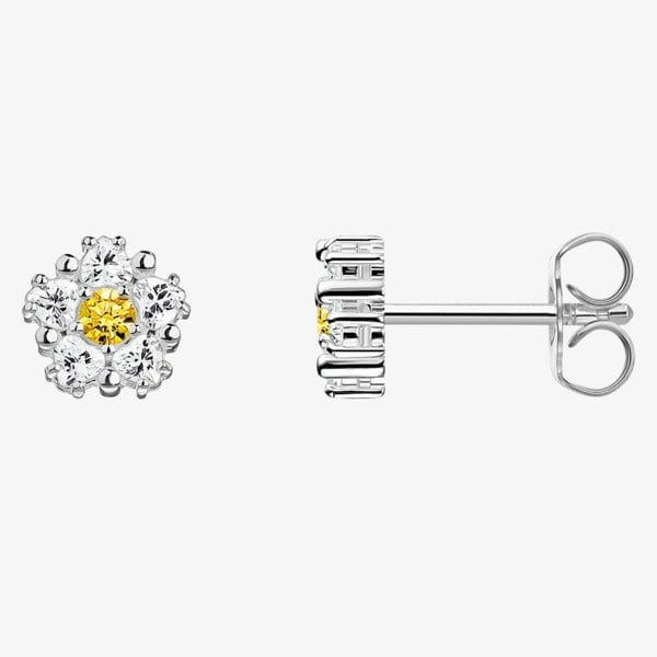 THOMAS SABO Silver Cubic Zirconia Daisy Flower Stud Earrings H2297-051-4