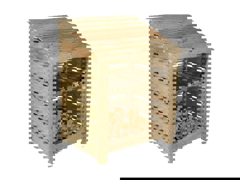 Arbor Garden Solutions Slatted Wooden Log Store with Shelf W-99cm, H-126cm Or 180cm, D-88cm