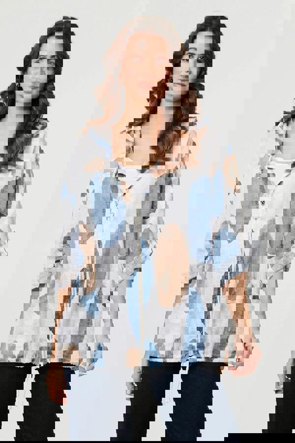 White | Abstract Relaxed Hood Drawstring Jacket