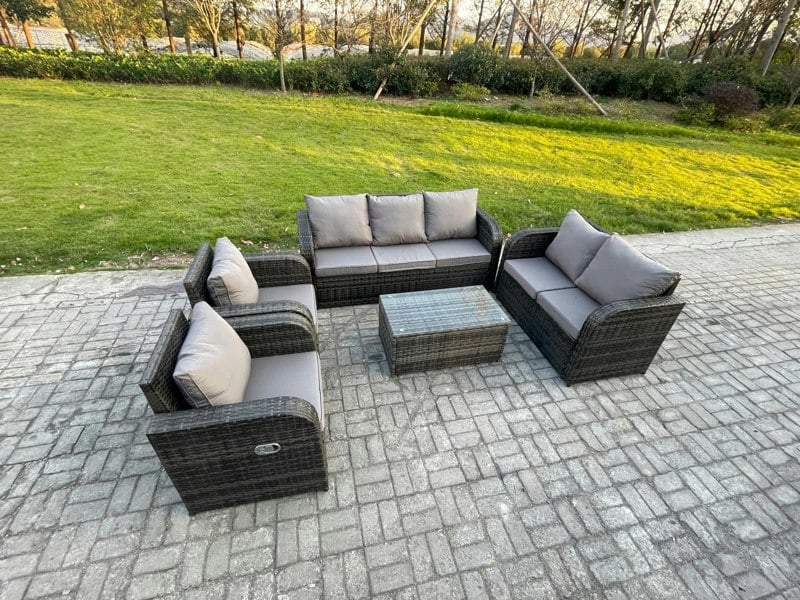 Fimous Rattan Garden Furniture Set - Outdoor Patio Sofa, Table & Chairs Set Ideal for Pool Side, Balcony & Conservatory
