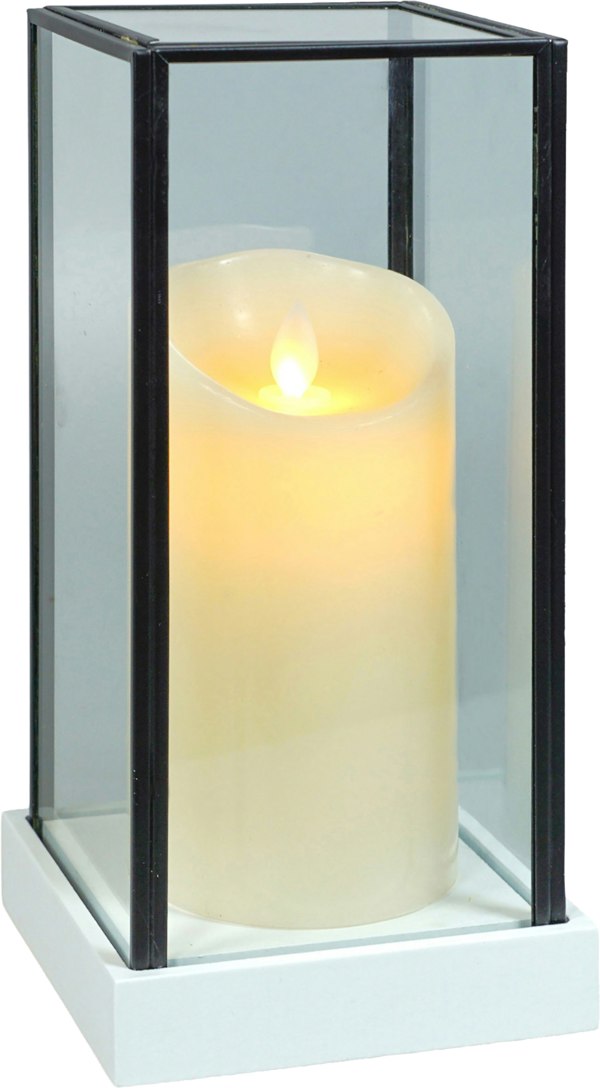 Xmas Haus Hurricane Glass Candle Holder with LED Candle L
