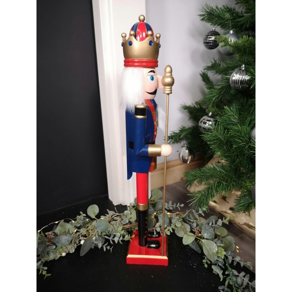 Samuel Alexander 60cm Traditional Wooden Christmas Nutcracker Soldier Decoration with Blue Body