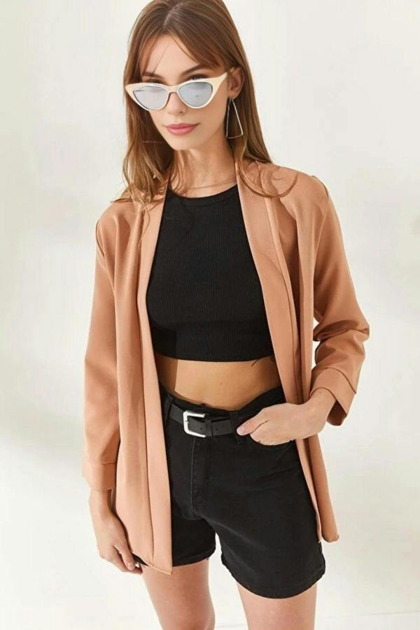 Hoxton Gal Satin Shawl-Collar Blazer