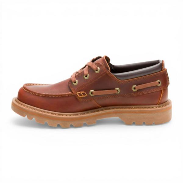 Caterpillar CAT (Caterpillar) Mens Dark Russet Brown Leather Low-Cut Boots - Colorado Boat Lo