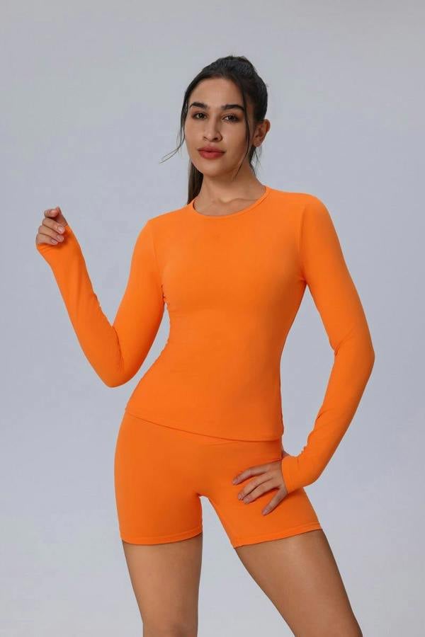 Anniou Long Sleeve Yoga Top - orange