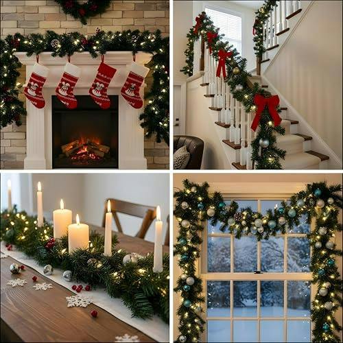 16m Alaskan Green Christmas Garland Family - Single, 2 Pack and 3 Pack Festive Decorative Foliage image 5