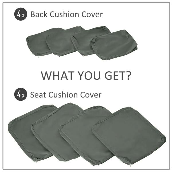 Deep grey polyester cushion covers for seat and back, outdoor replacement
