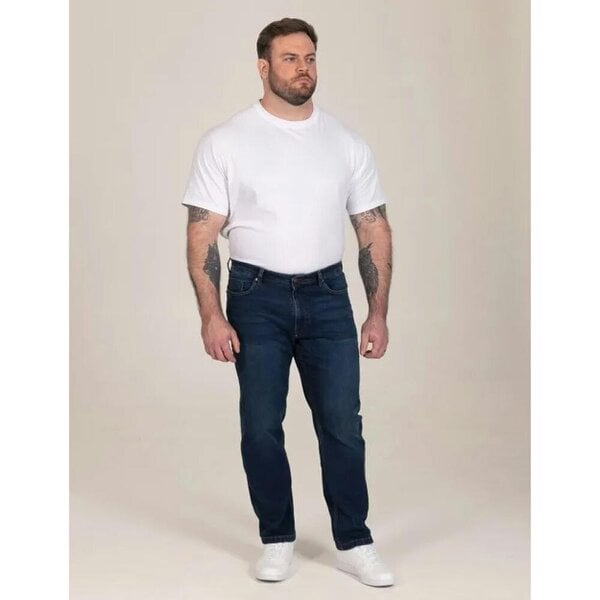 Duke Mens Foster D555 Stone Wash Straight Jeans - Blue