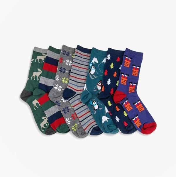 Totes Toasties 7 DAYS OF THE WEEK Mens Cotton Blend Socks Set Multi