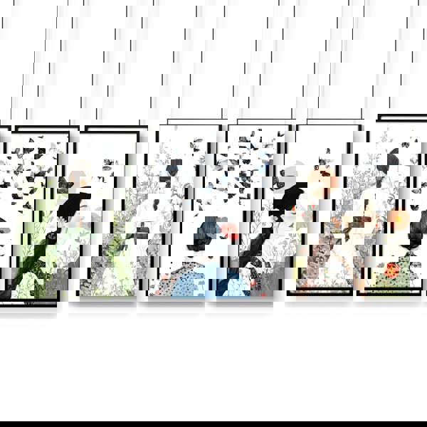 Canvas Pictures For Living Room | Set of 3 Boho Women Wall art Prints