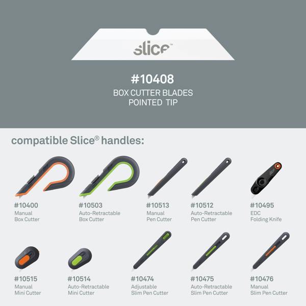 Slice Box Cutter Blades (Pointed Tip) Compatible Slice Handles - DaltonSafety