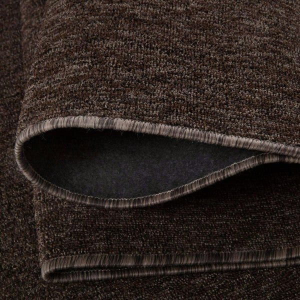 Brown Low Pile Area Rug Plain Design