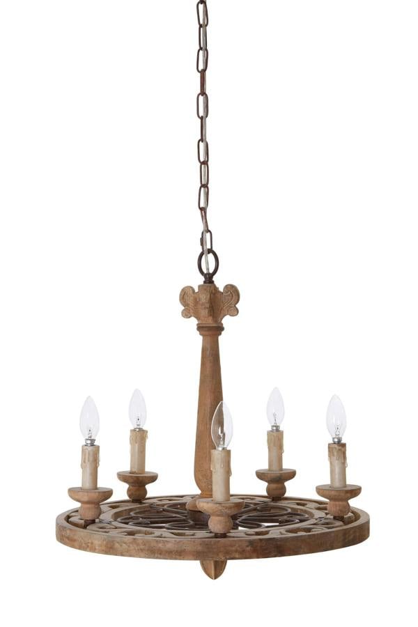 Fifty Five South Paxton 5 Arm Oak Wood Chandelier