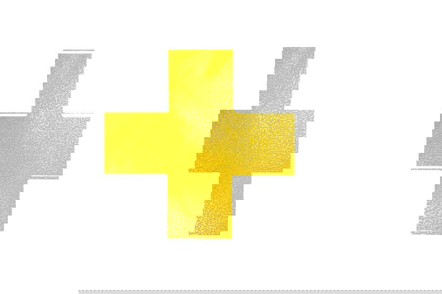 Durable Heavy Duty Adhesive Floor Marking Cross Shape | 10 Pack | Yellow