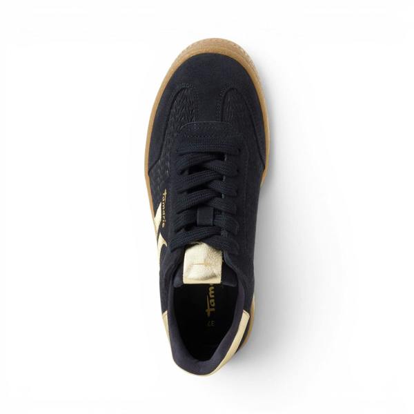 Tamaris Women's Navy Blue Leather Trainers Sneaker Shoes - 23723-44