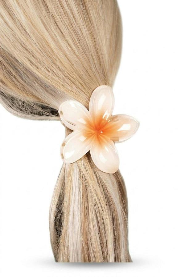 Jameela Flower Shaped Hair Claw Clip - Peach_wb