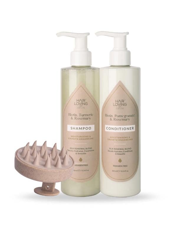 Hair Loving Silk Renewal Shampoo + Conditioner + Scalp Massager Combo Pack