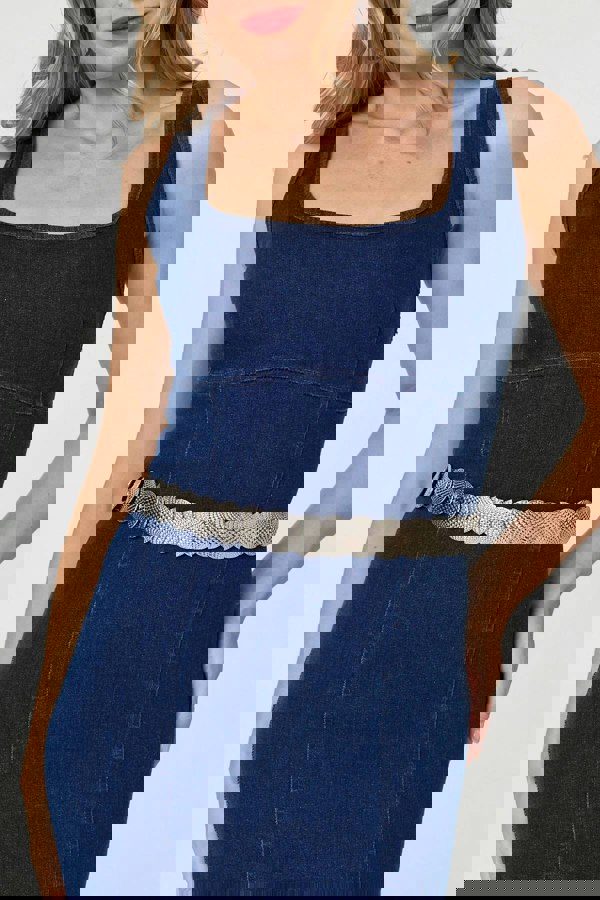 Silver | Metallic Coin Detail Slim Belt
