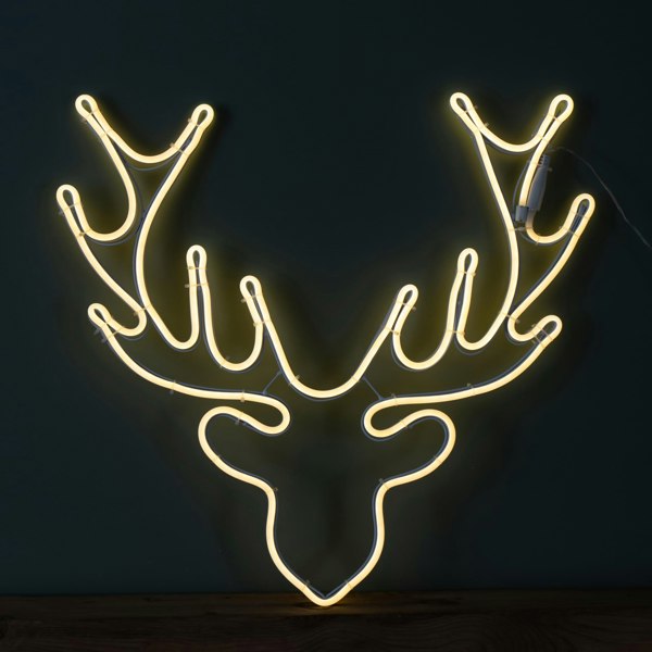 Samuel Alexander 58cm Light up Neon Flex Christmas Reindeer Head with Warm White LEDs