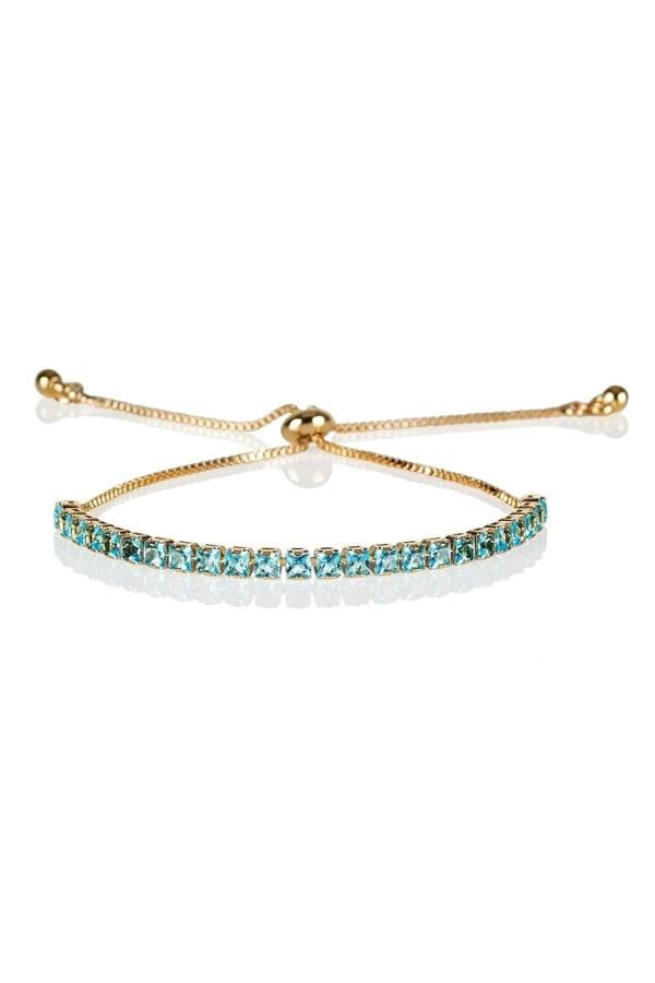 Adjustable Gold Bracelet for Women with Light Blue Stones - namana.london