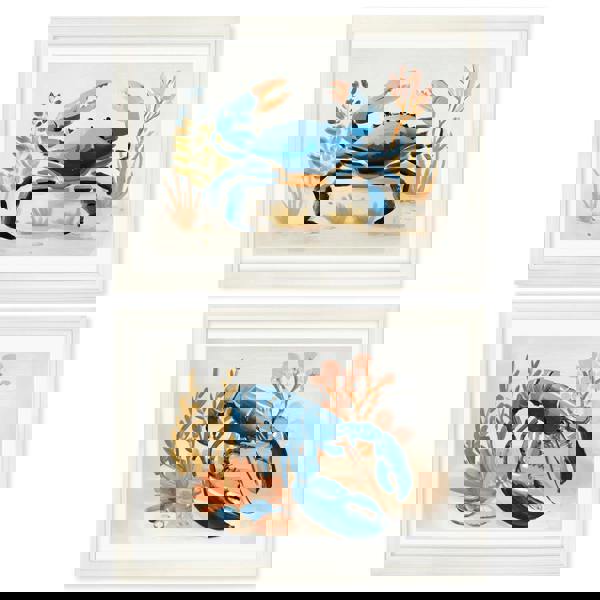 Exceptional Art Pastel Shoreline Lobster & Crab - Cream Hurstwood Frame