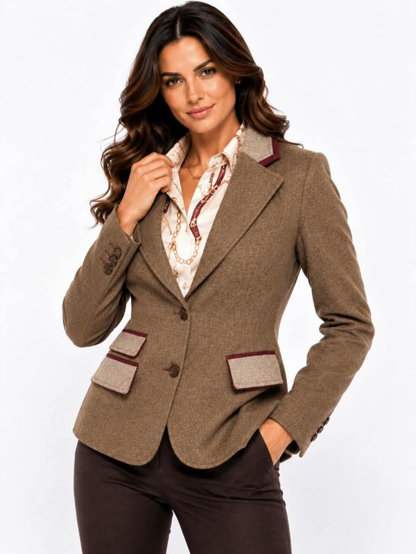 The Ascot Herringbone Contrast Blazer - Claudio Lugli Shirts