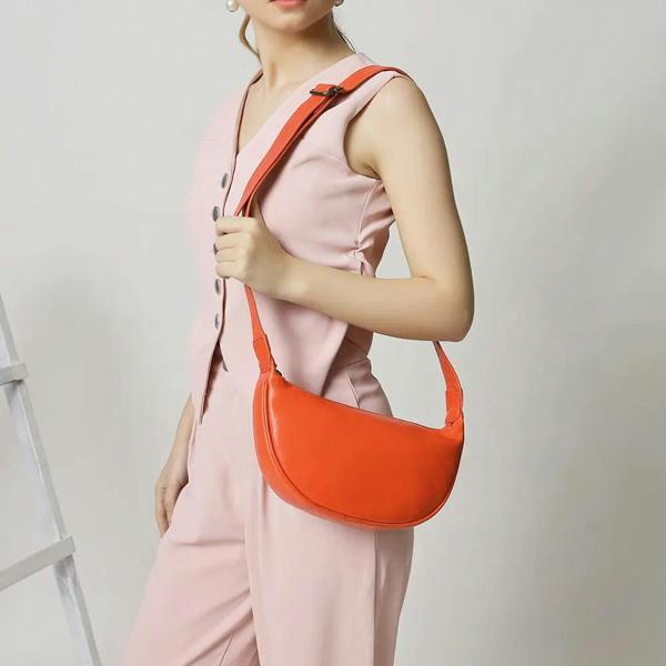 A red leather shoulder bag for women