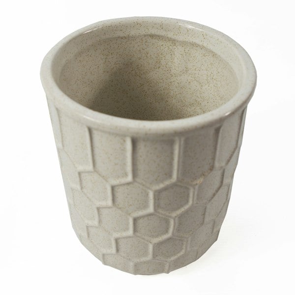 Leaf 16cm White Honeycomb Ceramic Planter