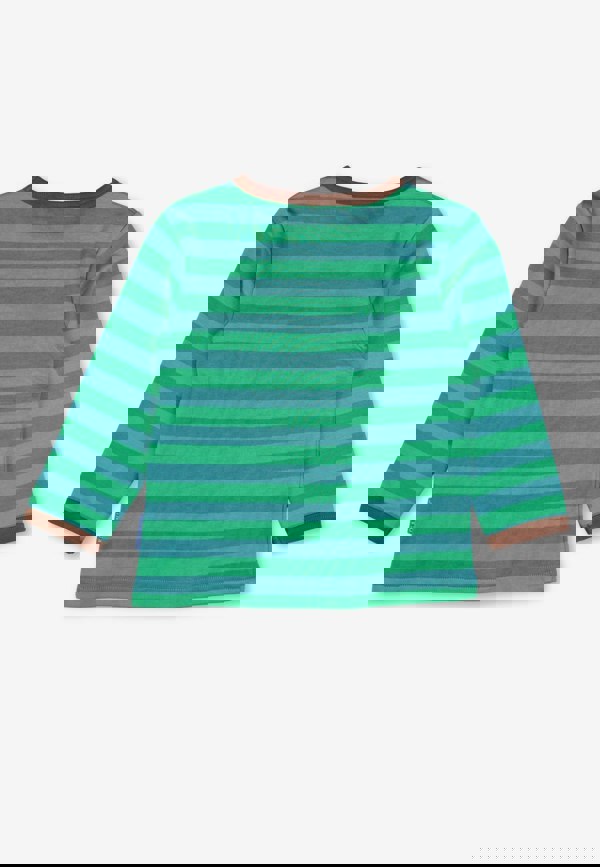 Toby Tiger Organic Brown Bear Pocket Applique Long-Sleeved T-Shirt