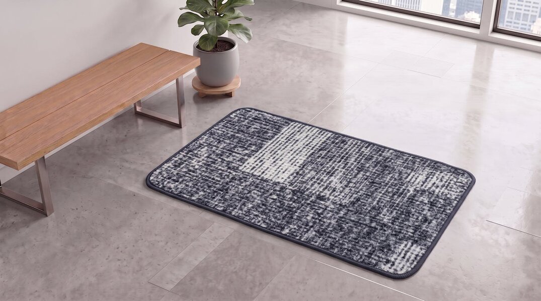 JVL Fiora Machine Washable Indoor Mat - 44 x 75cm - Muted Matrix