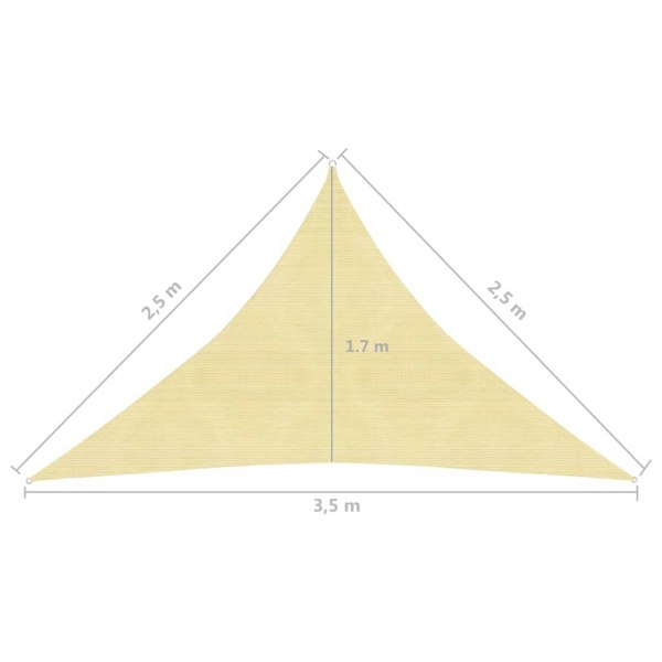Berkfield Sunshade Sail 160 g/m�__ Beige 2.5x2.5x3.5 m HDPE