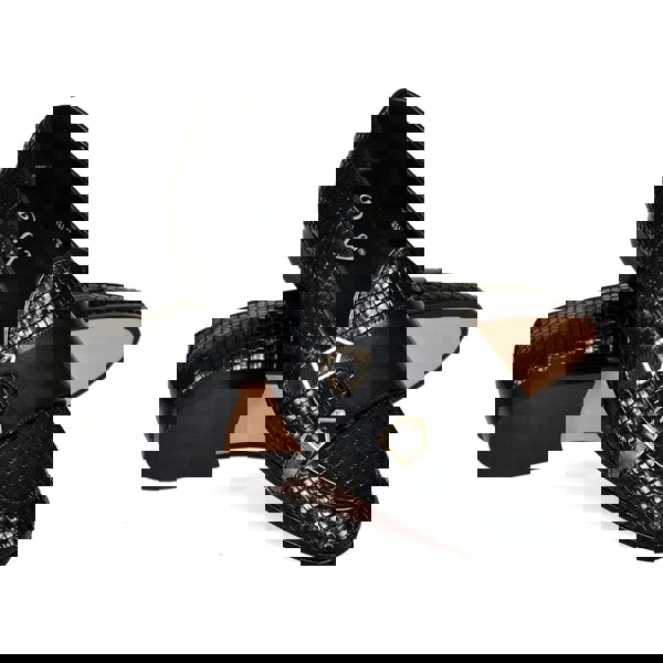 Lorenzo Woven Monk Strap Loafers - Black