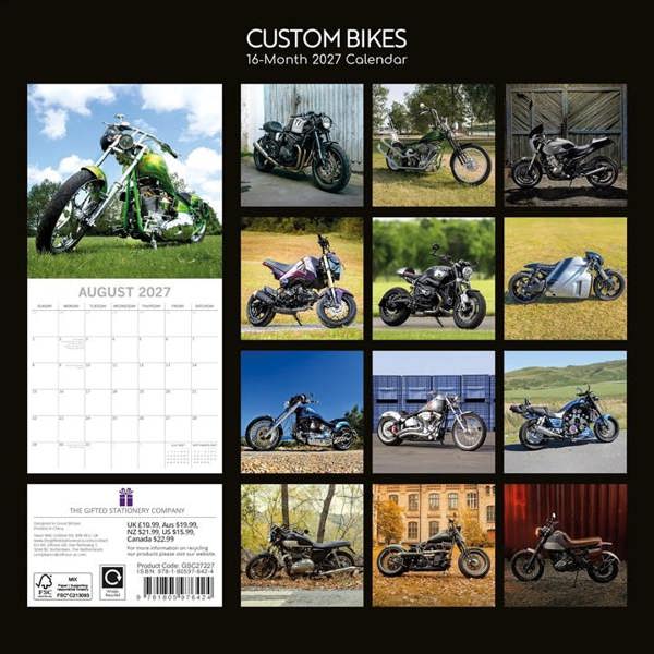 Custom Bikes Calendar 2027, Wall Calendars, Month To View, Transport, Gift