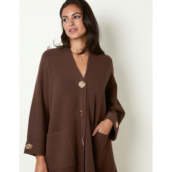 Blue Vanilla Gold Button Heavy Knit Cardigan