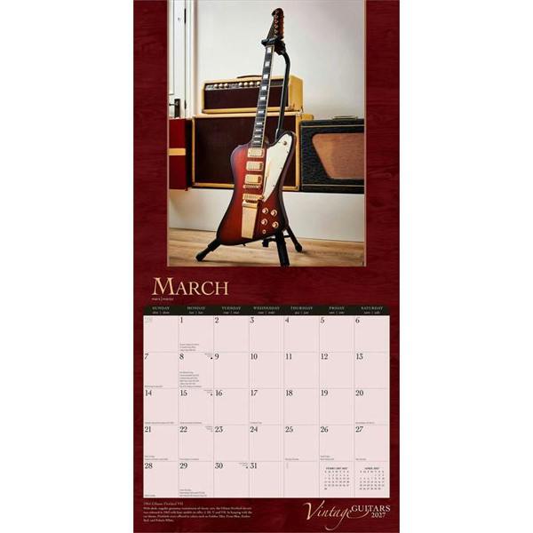 Vintage Guitars Calendar 2027, Wall Calendars, Month To View, Entertainment, Gift