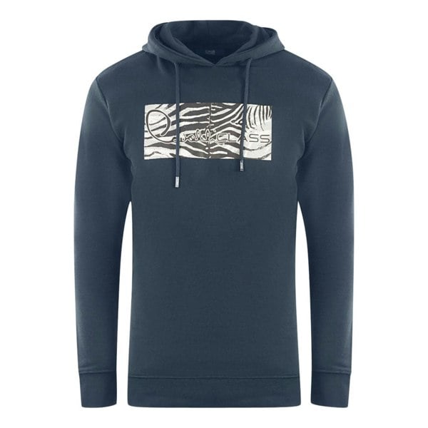 Cavalli Class Zebra Print Logo Hoodie - Navy Blue