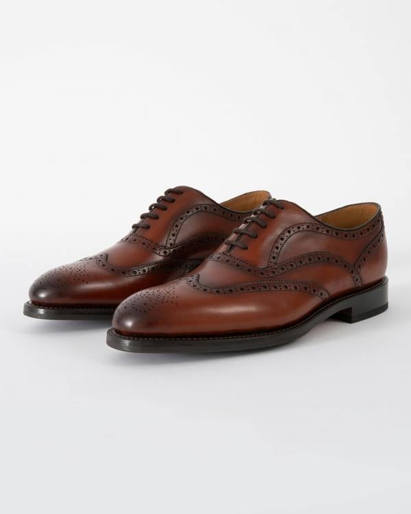 Oliver Sweeney Hunstanton Hand Antiqued Calf Leather Mens Oxford Shoes in Cognac