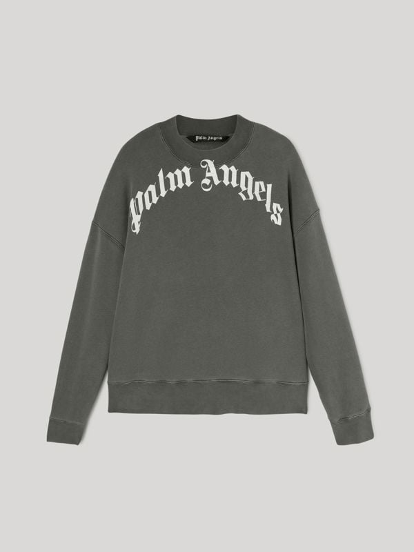 Palm Angels GD Curved Logo Washed Sweater - Black / Grey