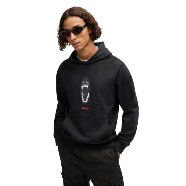 Hugo Mens Genie Regular Drawstring Hoodie - Black - 