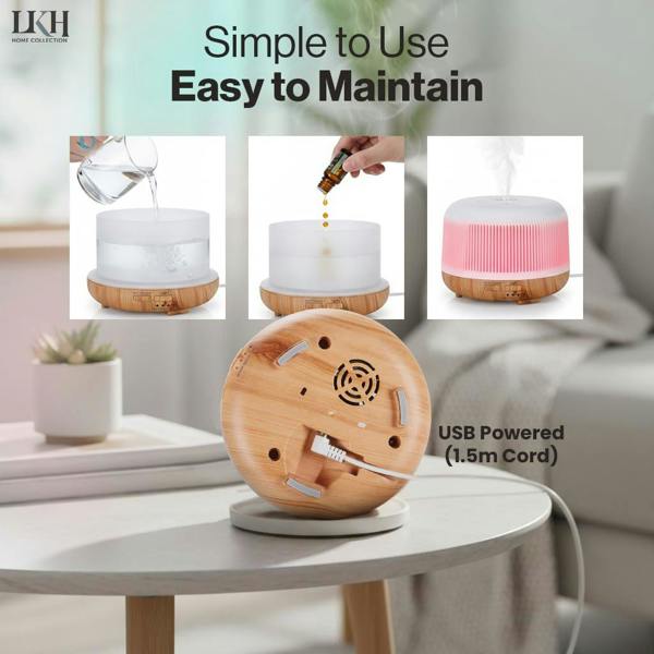 LKH HOME COLLECTION LKH Aroma Diffuser & Humidifier 300ml with Remote & Timer - Aromatherpay Ultrasonic Mist 10 Essential Oils & USB Powered