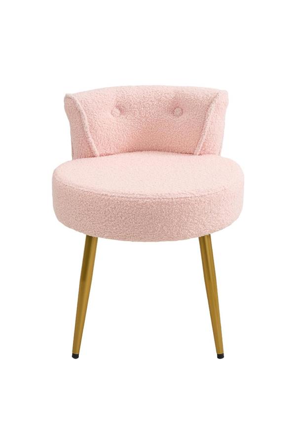Living and Home Teddy Fleece Dressing Table Stool with Iron Legs
