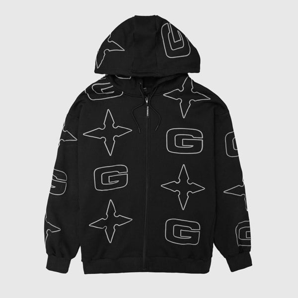 GVNMNT Clothing Co G* Zipped Hoodie - Black / Grey