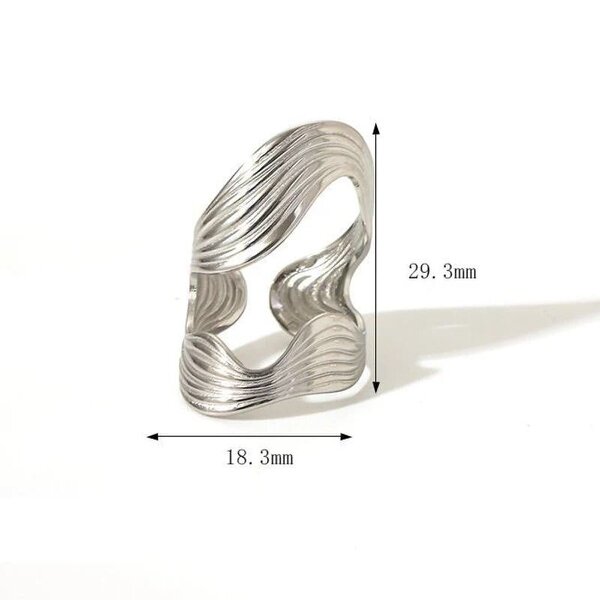 The Colourful Aura Textured Wave Adjustable Ring Open Statement Band (Gold/Silver)