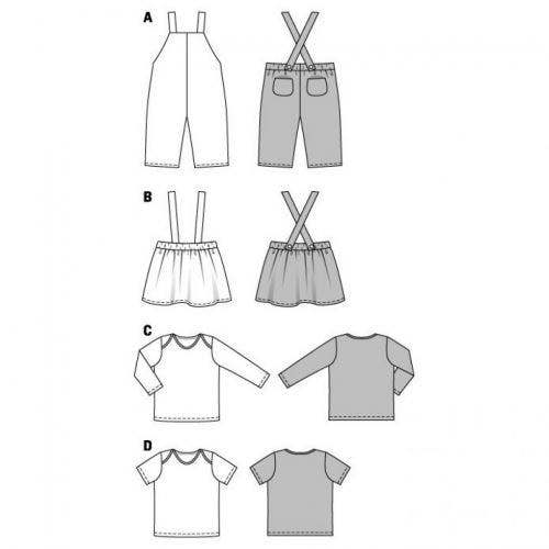 Burda Sewing Pattern 9372 Dresses, Dungarees, Pinafores and Tops For Babies, 3 Months - 2 Years - Easy