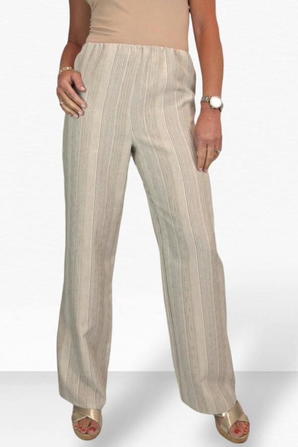Paulo Due Women's Striped Elasticated Waist Wide Leg Trousers