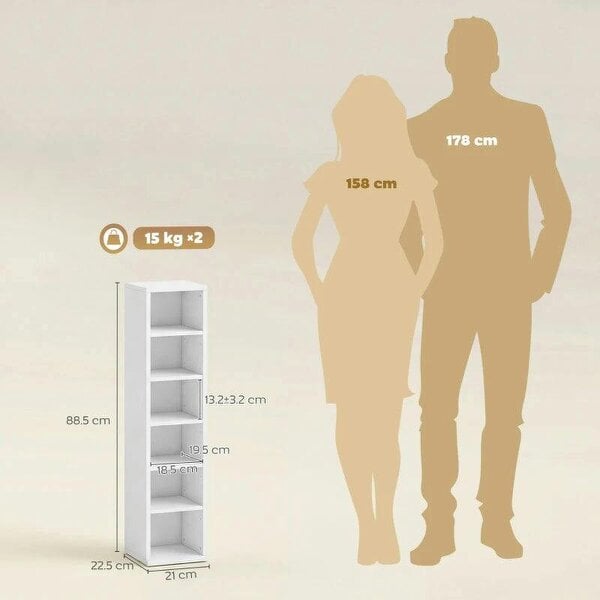 Bobobiy Set of 2 CD Media Display Shelf Unit Tower Rack with Adjustable Shelves, White