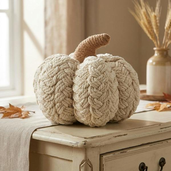 Garden Greatness Cream Natural Pumpkin Decoration